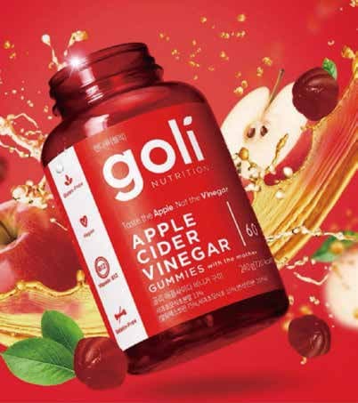 GOLI bottle with a dynamic fruit splash